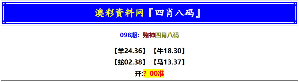 098期赌神四肖八码[图]